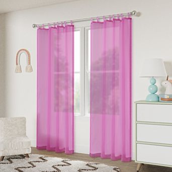 Awesome Home Voile Sheer Set of 2 Decorative Tab Top Window Curtain Panels
