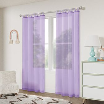 Awesome Home Voile Sheer Set of 2 Decorative Tab Top Window Curtain Panels