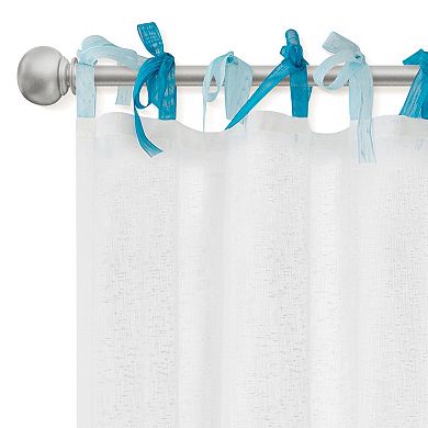 Awesome Home Voile Sheer Tie Top Set of 2 Curtain Panels