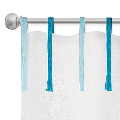 Awesome Home Voile Sheer Tie Top Set of 2 Curtain Panels