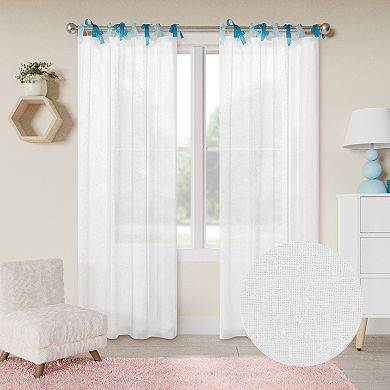 Awesome Home Voile Sheer Tie Top Set of 2 Curtain Panels