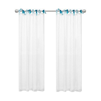 Awesome Home Voile Sheer Tie Top Set of 2 Curtain Panels