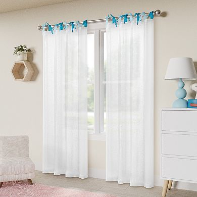Awesome Home Voile Sheer Tie Top Set of 2 Curtain Panels