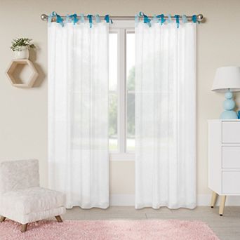 Awesome Home Voile Sheer Tie Top Set of 2 Curtain Panels