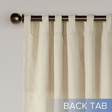 Awesome Home Sparkle Linen Set of 2 Back Tab Window Curtain Panels