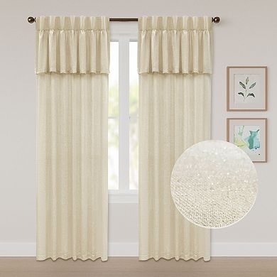 Awesome Home Sparkle Linen Set of 2 Back Tab Window Curtain Panels
