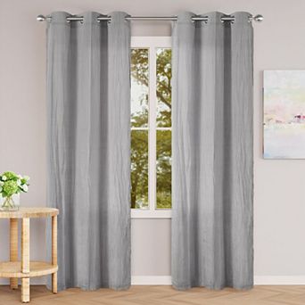 Awesome Home Cotton Blend Broomstick Crush Set of 2 Window Curtain Panels