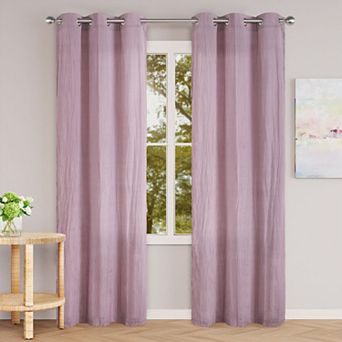 Awesome Home Cotton Blend Broomstick Crush Set of 2 Window Curtain Panels