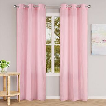 Awesome Home Cotton Blend Broomstick Crush Set of 2 Window Curtain Panels