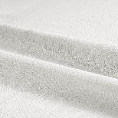 Awesome Home Linen Texture Double Ruffle Set of 2 Light Filtering Back Tab Curtain Panels