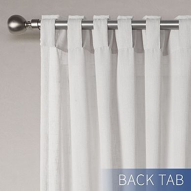 Awesome Home Linen Texture Double Ruffle Set of 2 Light Filtering Back Tab Curtain Panels