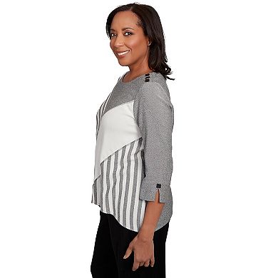 Women's Alfred Dunner Diagonal Spliced Striped Colorblock Top