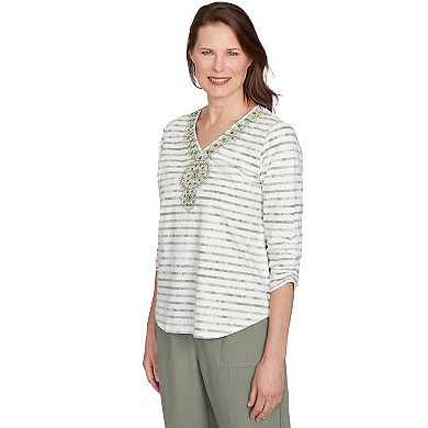 Women's Alfred Dunner Textured Medallion Neckline Top