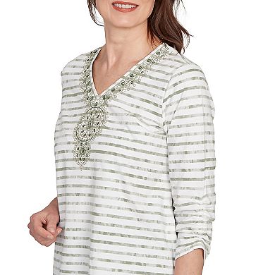 Women's Alfred Dunner Textured Medallion Neckline Top