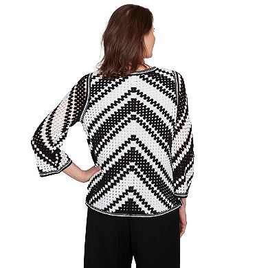 Women's Alfred Dunner Chevron Crochet Bell Sleeve Top