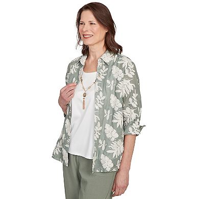 Women's Alfred Dunner Soutache Leaf Two in One Top with Necklace