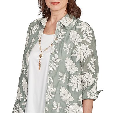 Women's Alfred Dunner Soutache Leaf Two in One Top with Necklace