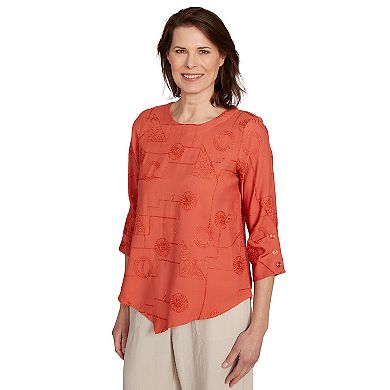 Women's Alfred Dunner Metallic Embroidered Geometric Top