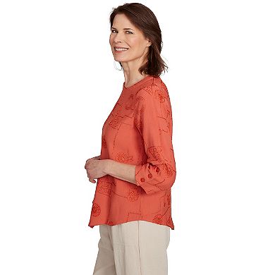 Women's Alfred Dunner Metallic Embroidered Geometric Top