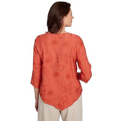 Women's Alfred Dunner Metallic Embroidered Geometric Top
