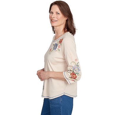 Women's Alfred Dunner Asymmetrical Floral Embroidered Top