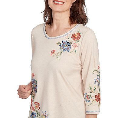 Women's Alfred Dunner Asymmetrical Floral Embroidered Top