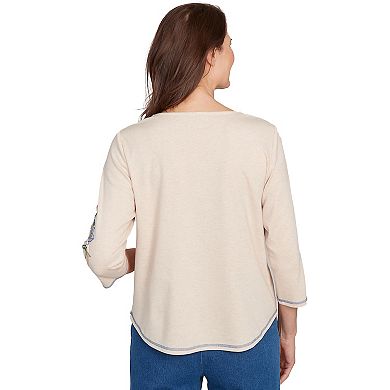 Women's Alfred Dunner Asymmetrical Floral Embroidered Top