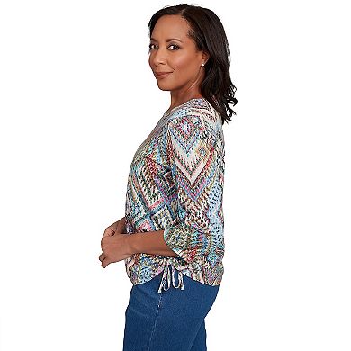 Women's Alfred Dunner Ikat Diamond Detailed Neckline Top