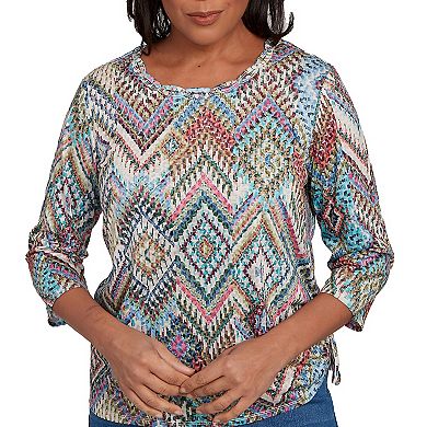 Women's Alfred Dunner Ikat Diamond Detailed Neckline Top