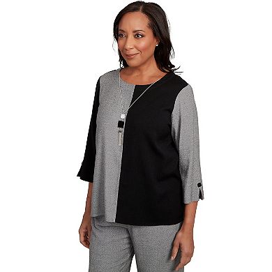Women's Alfred Dunner Center Sliced Top with Necklace