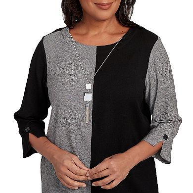 Women's Alfred Dunner Center Sliced Top with Necklace