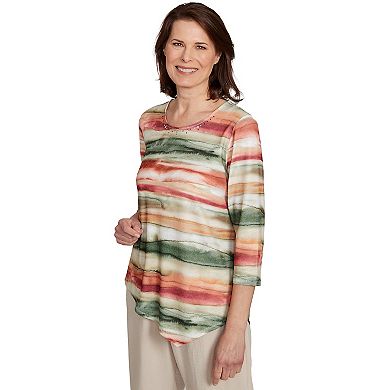Women's Alfred Dunner Watercolor Stripe Top