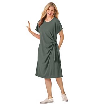 Woman Within Plus Size Side Knot Tee Dress