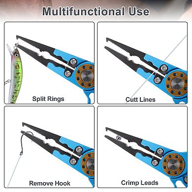 Fishing Pliers, Fishing Pliers for Saltwater, Muti-Function Hook Remover and Split Ring Pliers 1 Set