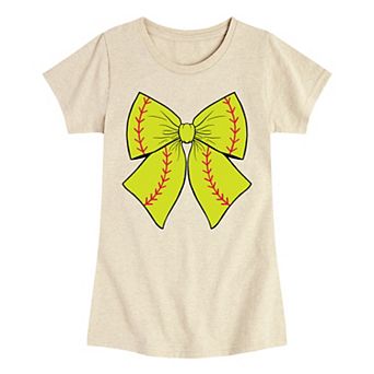 Girls 7-16 Softball Bow Graphic Tee