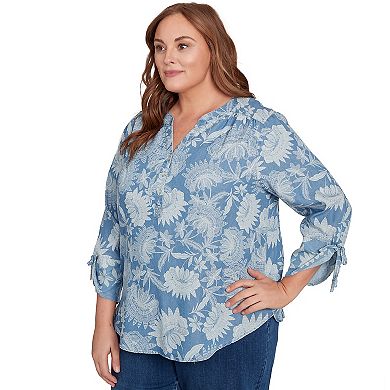 Plus Size Alfred Dunner Floral Lyocell Henley Top