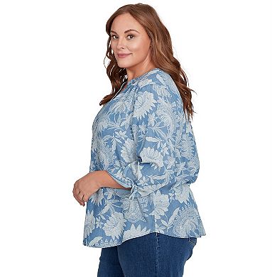 Plus Size Alfred Dunner Floral Lyocell Henley Top