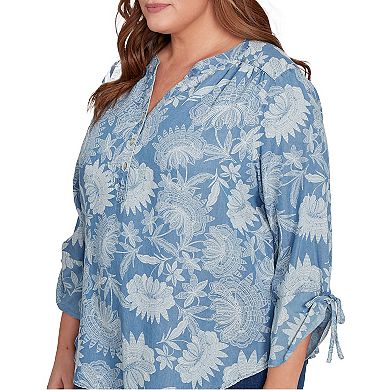 Plus Size Alfred Dunner Floral Lyocell Henley Top