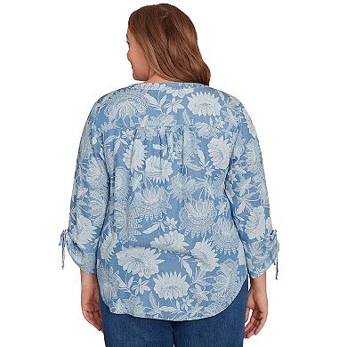Plus Size Alfred Dunner Floral Lyocell Henley Top
