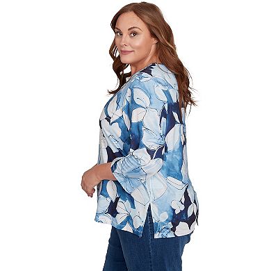 Plus Size Alfred Dunner Monotone Floral Embellished Top