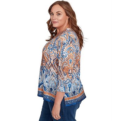 Plus Size Alfred Dunner Medallion Bordered Square Neck Top