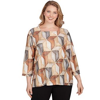 Plus Size Alfred Dunner Stained Glass Square Neck Top