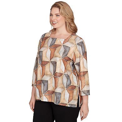 Plus Size Alfred Dunner Stained Glass Square Neck Top