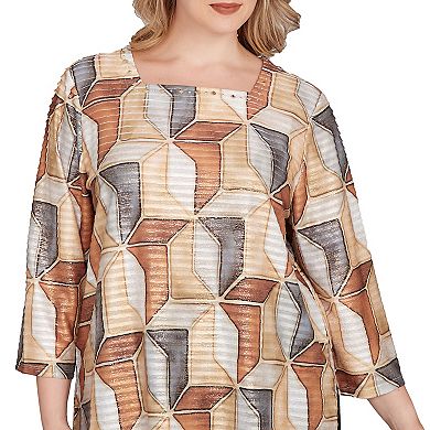 Plus Size Alfred Dunner Stained Glass Square Neck Top