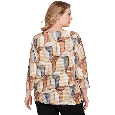 Plus Size Alfred Dunner Stained Glass Square Neck Top
