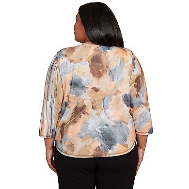 Plus Size Alfred Dunner Spliced Floral Stripe Top