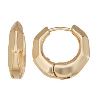 Napier Gold Tone Facets Huggie Earrings