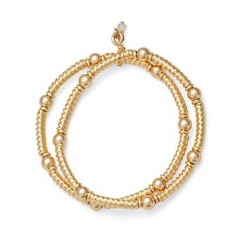 Napier Gold Tone Facets Stretch Bracelet Duo Set