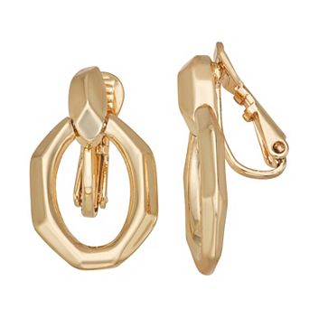 Napier Gold Tone Faceted Clip-On Earrings