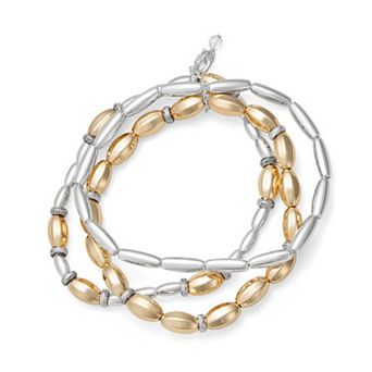 Napier 3 pc Two-Tone Metallic Beaded Bracelet Set